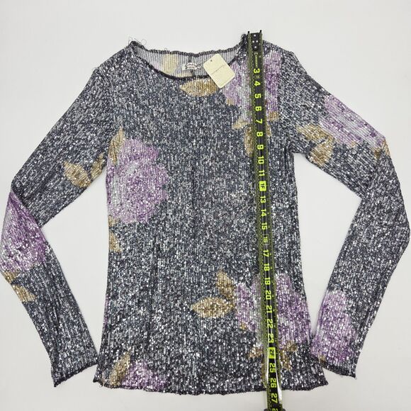 Free People Gold Rush Sequin Top Womens Size Medium Party Glam New Years Eve - Picture 5 of 8